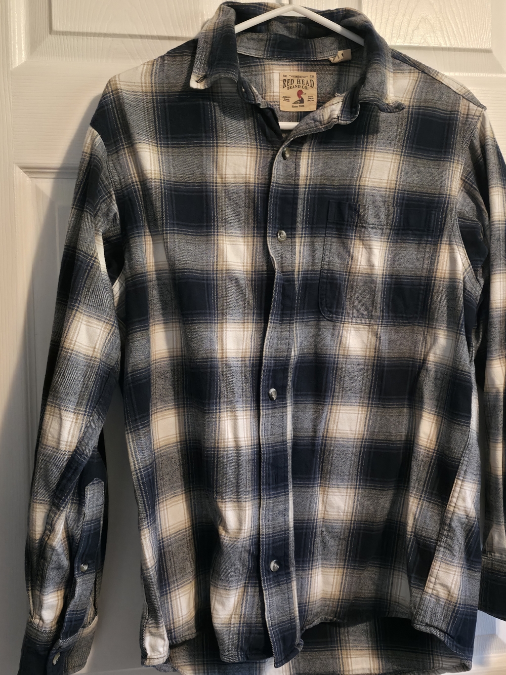 4/$67 Deal! Vintage RedHead Men’s Long-Sleeve Navy & White Plaid Button Shirt